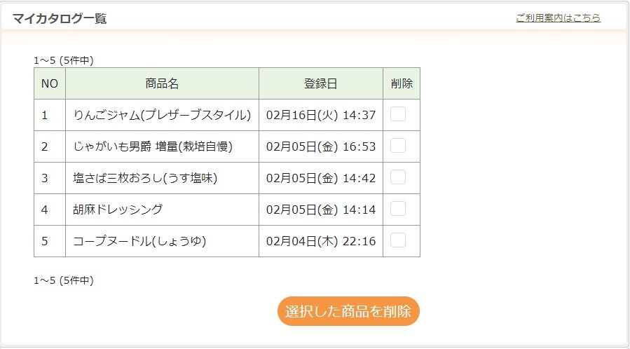 マイカタログ一覧