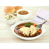 時短!煮込みハンバーグデミ(ポテトサラダ・オニオンスープ用具材)