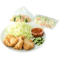 サルサソースと食べるチキン竜田(ポテトサラダ・野菜コンソメスープ用具材)