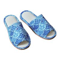 洗える麻混スリッパ青海波柄