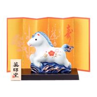 [薬師窯]染錦招福午