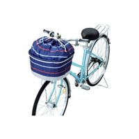 でざいん前かごカバー巾着タイプ　ネイビーレッドボーダー／