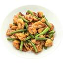 鶏皮とにんにくの芽の甘辛焼き