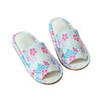 洗える麻混スリッパ青海波柄