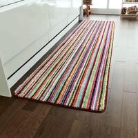 ワイドキッチンマット ふかふかストライプ240(色おまかせ)